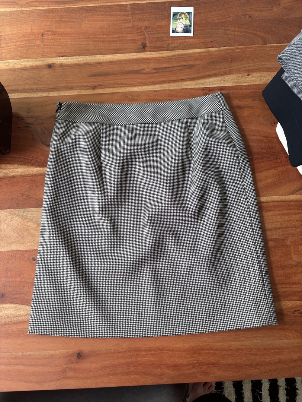 Moschino Black and White Houndstooth Pencil Skirt
